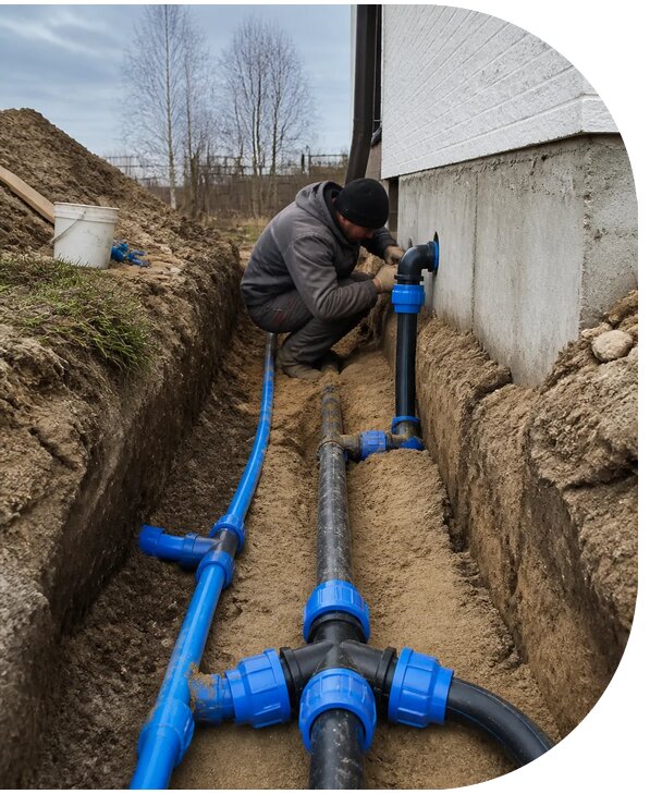 Монтаж наружного водопровода на участке под ключ в Балашихе